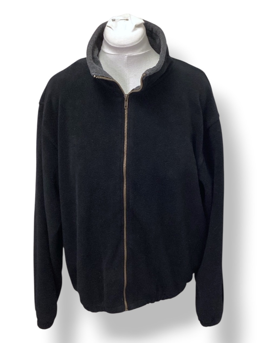 Bill Blass Mens Full Zip Fleece Jacket VTG 90s Dad Casual Gorpcore Black L